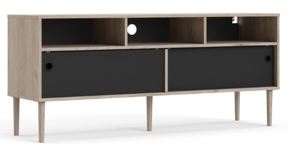 Product photograph of Rome Black And Oak Effect 147cm Tv Unit from Choice Furniture Superstore.