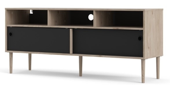 Product photograph of Rome Black And Oak Effect 147cm Tv Unit from Choice Furniture Superstore.
