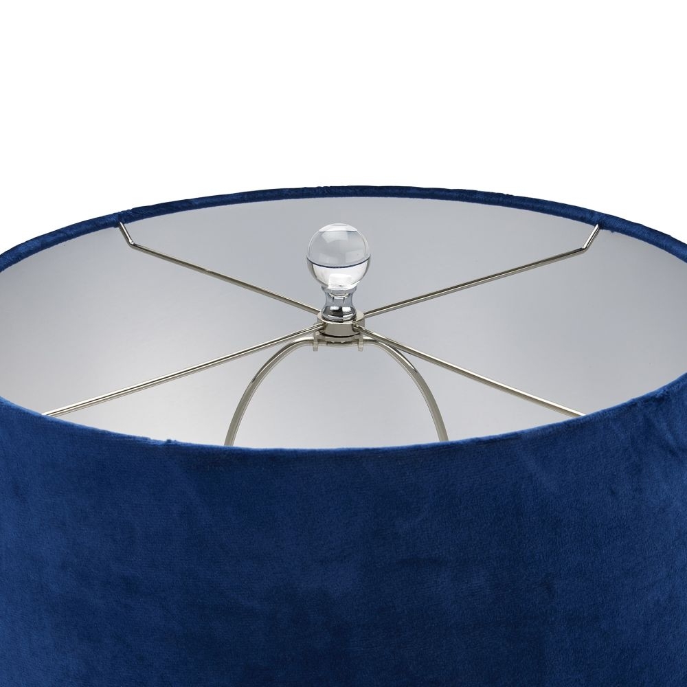 Product photograph of Ice Shadows Table Lamp With Navy Blue Lampshade from Choice Furniture Superstore.