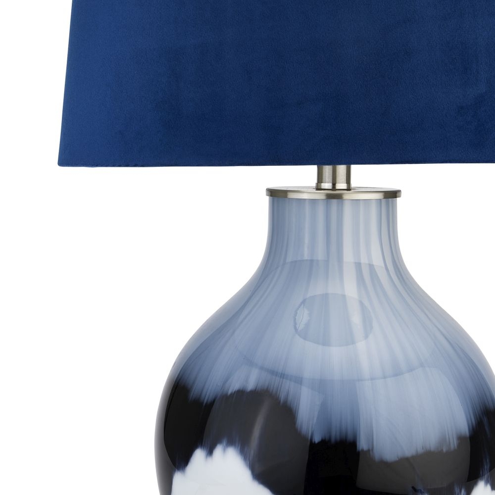 Product photograph of Ice Shadows Table Lamp With Navy Blue Lampshade from Choice Furniture Superstore.