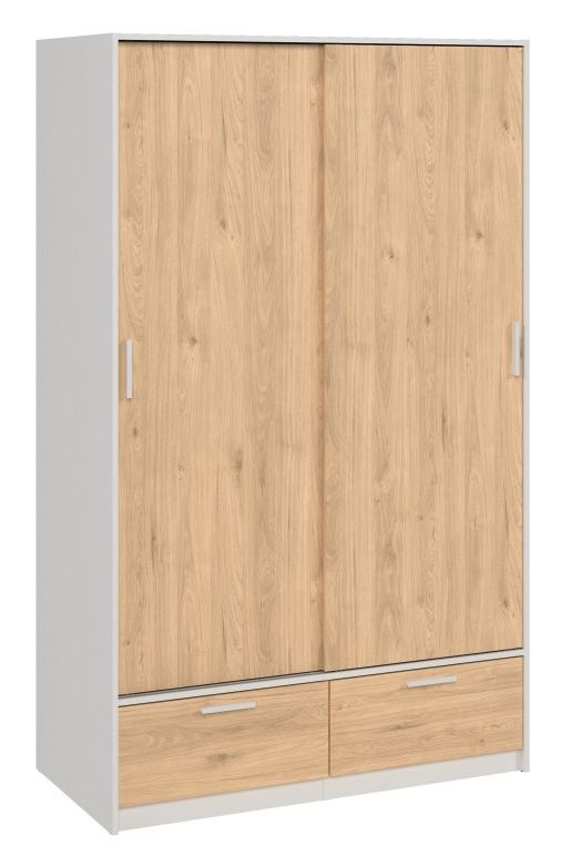 Product photograph of Line White And Oak Effect 2 Door 2 Drawer Double Wardrobe from Choice Furniture Superstore.