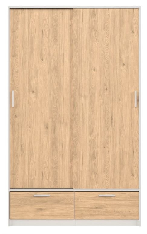 Product photograph of Line White And Oak Effect 2 Door 2 Drawer Double Wardrobe from Choice Furniture Superstore.