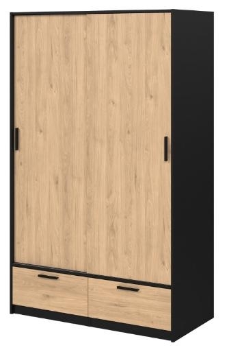 Product photograph of Line Black And Oak Effect 2 Door 2 Drawer Double Wardrobe from Choice Furniture Superstore.