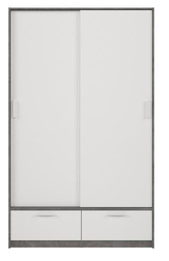 Product photograph of Line White And Concrete 2 Door 2 Drawer Double Wardrobe from Choice Furniture Superstore.