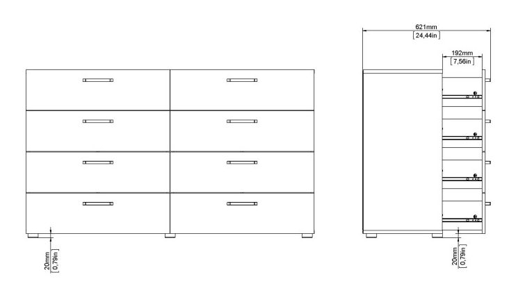 Product photograph of Dallas Dark Oak Effect 8 Drawer Wide Dresser from Choice Furniture Superstore.