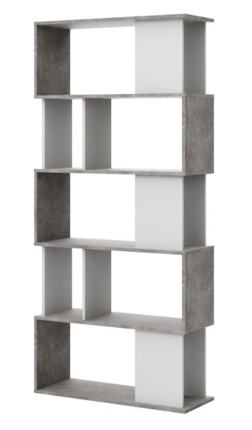 Product photograph of Maze White And Concrete Effect Open Bookcase from Choice Furniture Superstore.