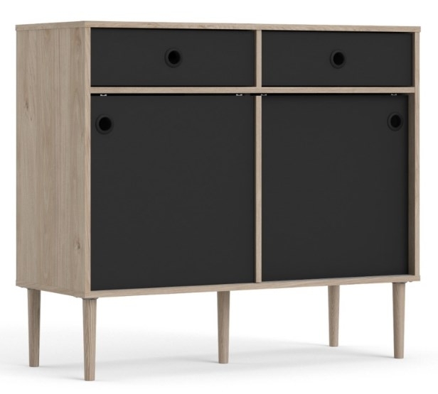 Product photograph of Rome Black And Oak Effect 2 Door Small Sideboard from Choice Furniture Superstore.
