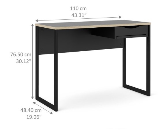 Product photograph of Function Plus Black 1 Drawer Desk from Choice Furniture Superstore.
