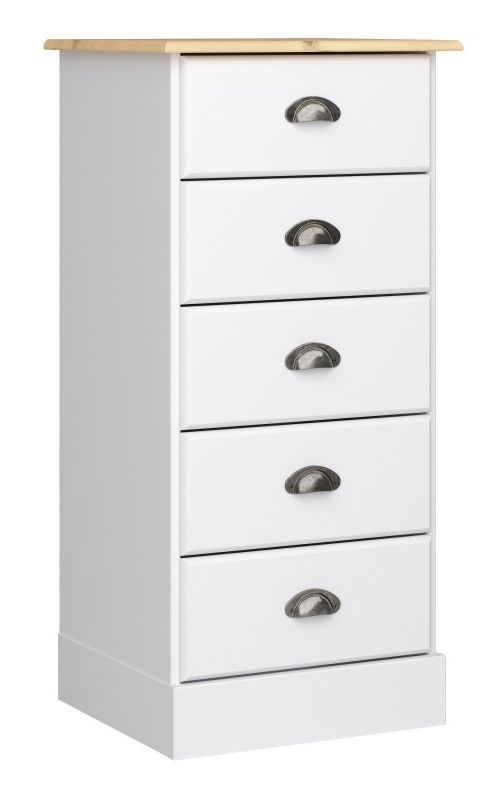 Product photograph of Nola White 5 Drawer Tall Chest from Choice Furniture Superstore.