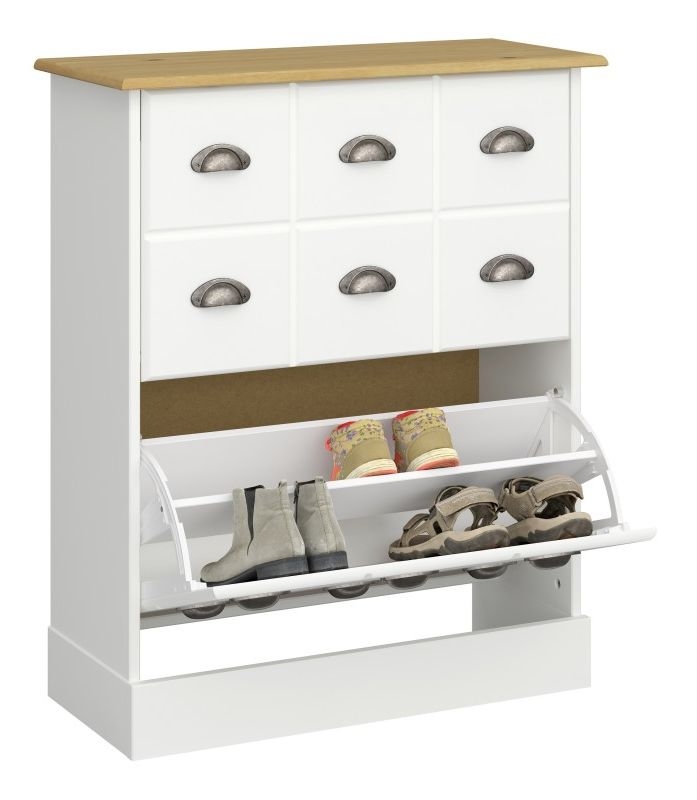 Product photograph of Nola White Multi Drawers Shoe Cabinet from Choice Furniture Superstore.