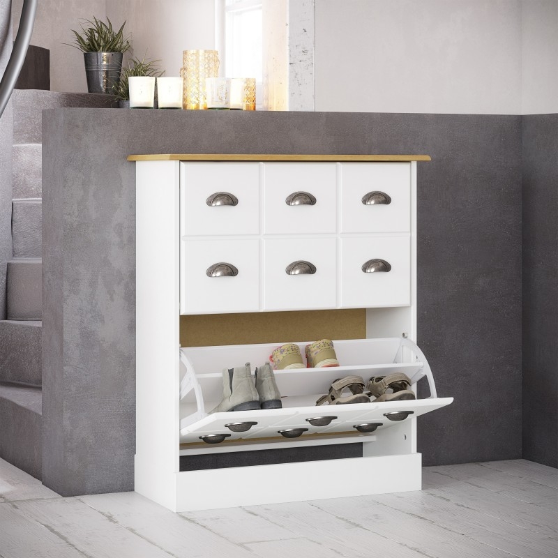 Product photograph of Nola White Multi Drawers Shoe Cabinet from Choice Furniture Superstore.