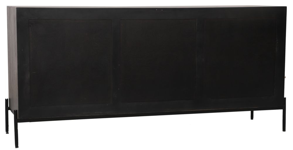 Product photograph of Tapola Black Wood And Rattan 160cm Large Sideboard from Choice Furniture Superstore.