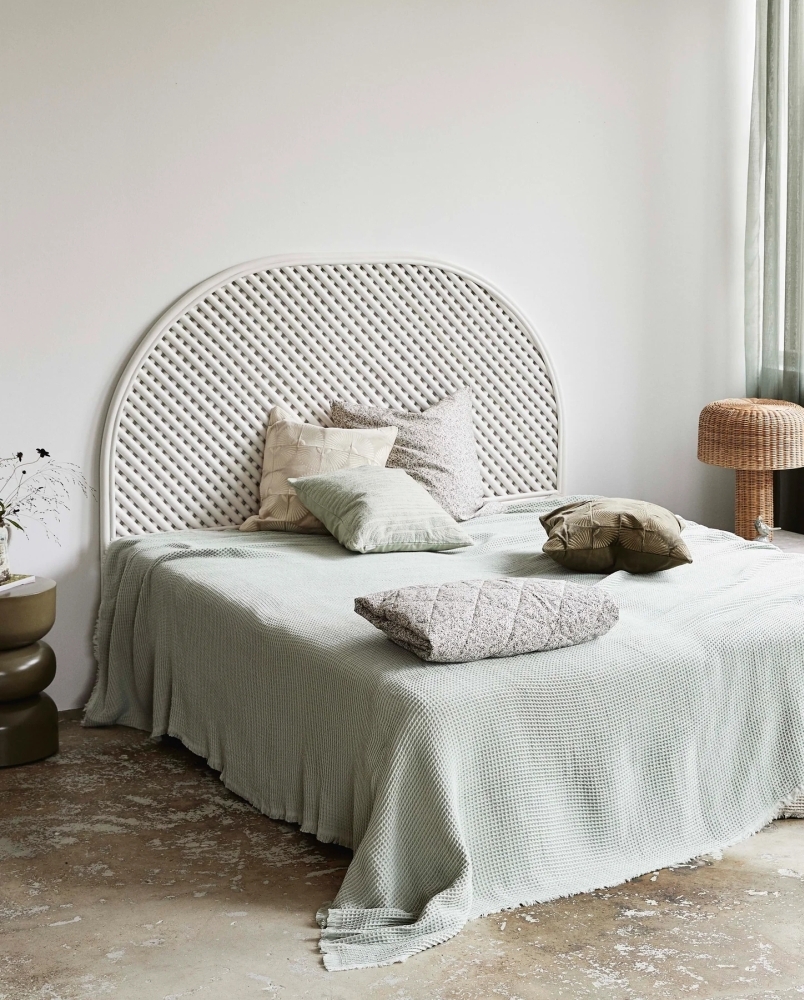 Product photograph of Nordal Phai White Rattan Headboard from Choice Furniture Superstore.