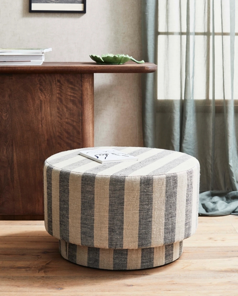 Product photograph of Nordal Ladoga Natural Fabric Pouf - 68cm from Choice Furniture Superstore.
