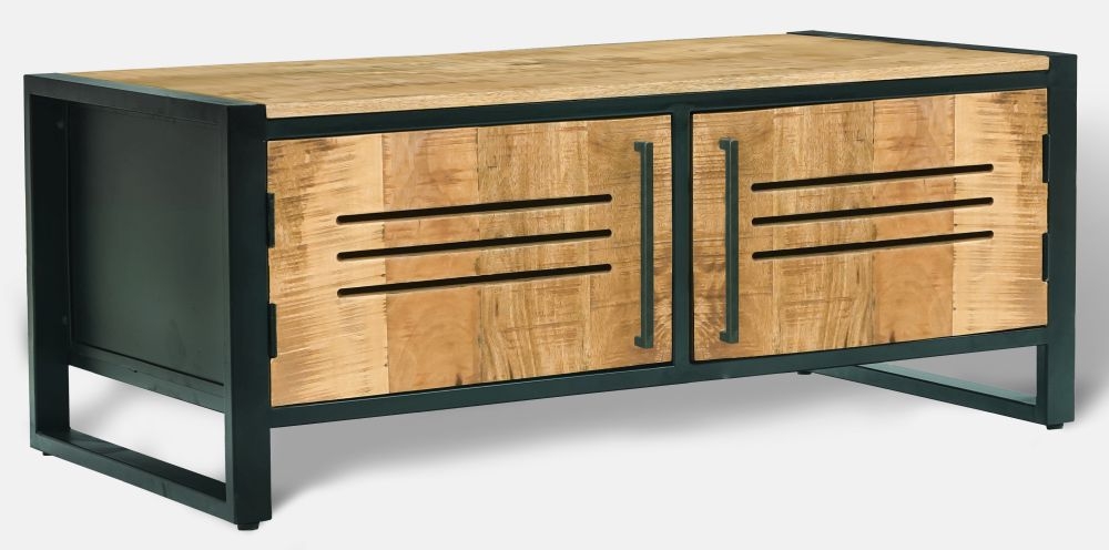 Product photograph of Vellore Industrial Rustic Wood Storage Coffee Table from Choice Furniture Superstore.