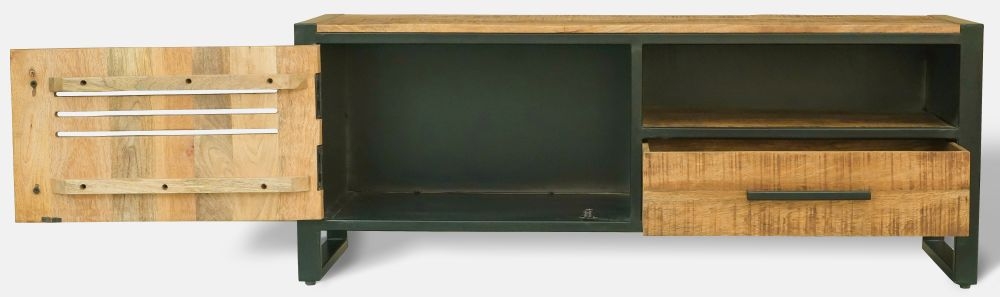 Product photograph of Vellore Industrial Rustic Wood 118cm Tv Unit from Choice Furniture Superstore.