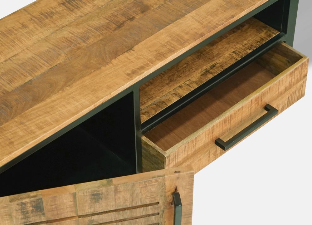 Product photograph of Vellore Industrial Rustic Wood 118cm Tv Unit from Choice Furniture Superstore.