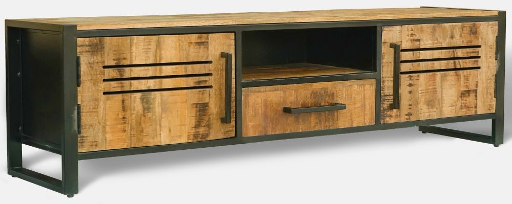 Product photograph of Vellore Industrial Rustic Wood 160cm Tv Unit from Choice Furniture Superstore.