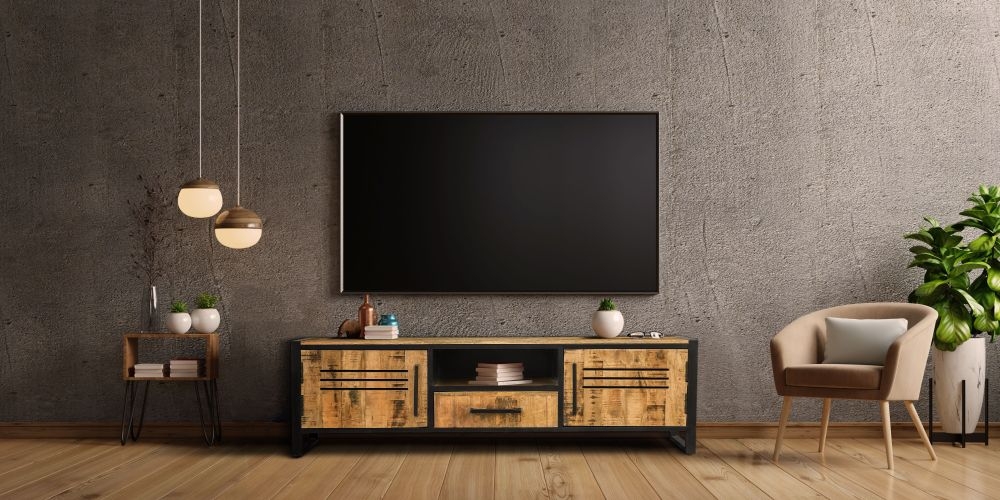 Product photograph of Vellore Industrial Rustic Wood 160cm Tv Unit from Choice Furniture Superstore.