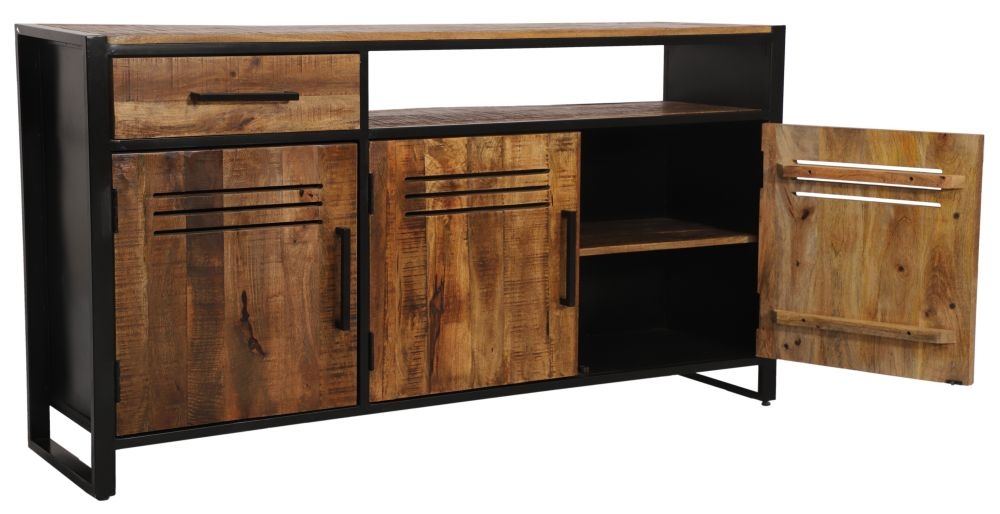 Product photograph of Vellore Mango Wood Sideboard 160cm With 3 Door 1 Drawer from Choice Furniture Superstore.