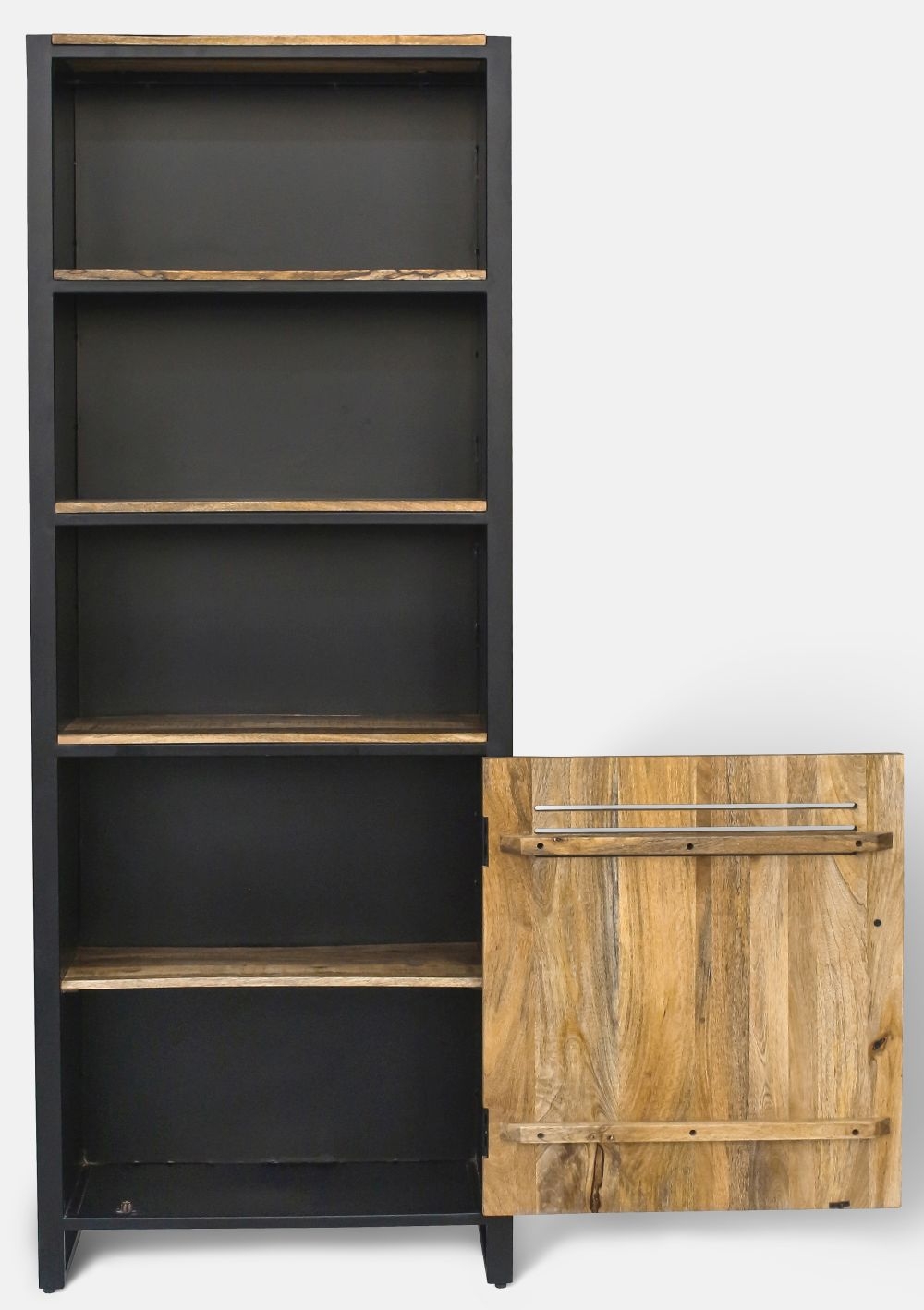 Product photograph of Vellore Industrial Rustic Wood Bookcase With Cupboard from Choice Furniture Superstore.