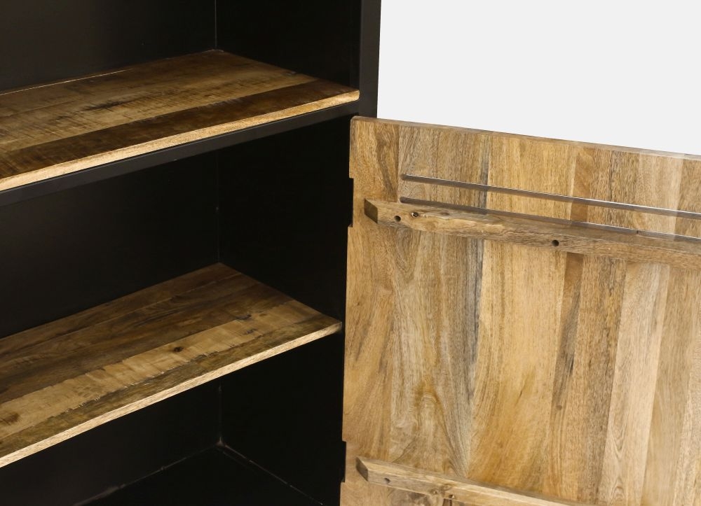 Product photograph of Vellore Industrial Rustic Wood Bookcase With Cupboard from Choice Furniture Superstore.