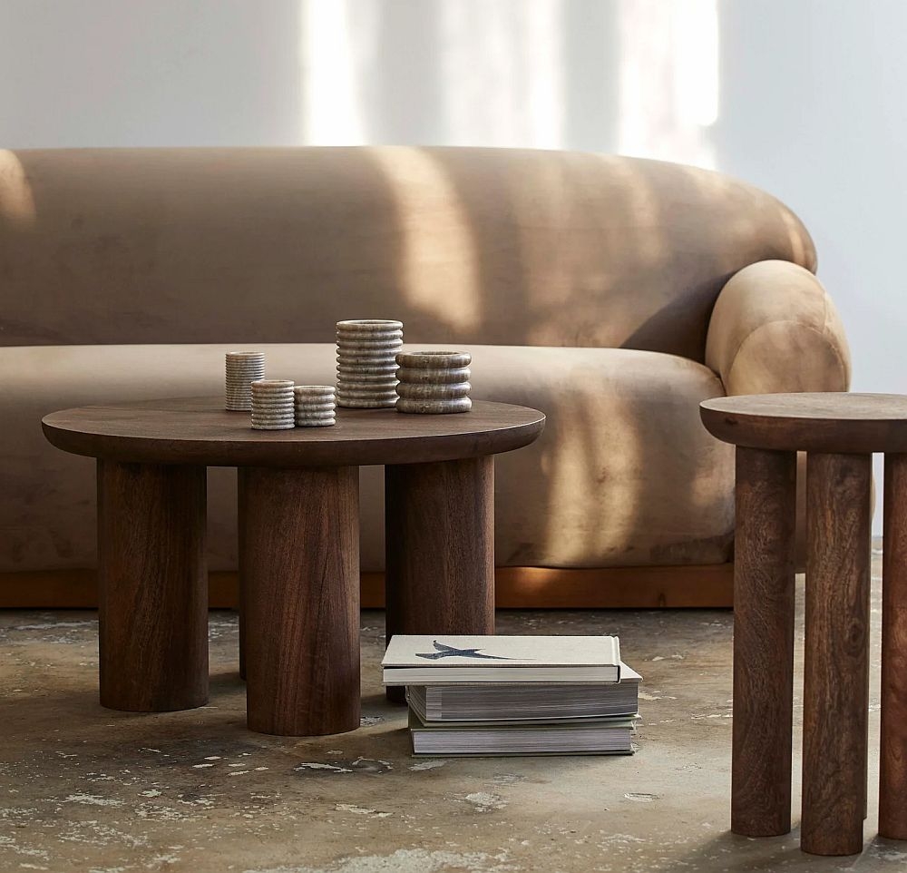 Product photograph of Nordal Helin Dark Brown Round Coffee Table from Choice Furniture Superstore.