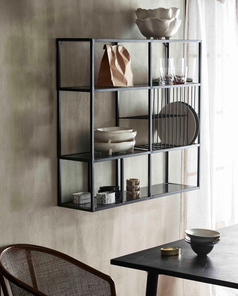 Product photograph of Nordal Rur Black Glass Wall Shelf from Choice Furniture Superstore.