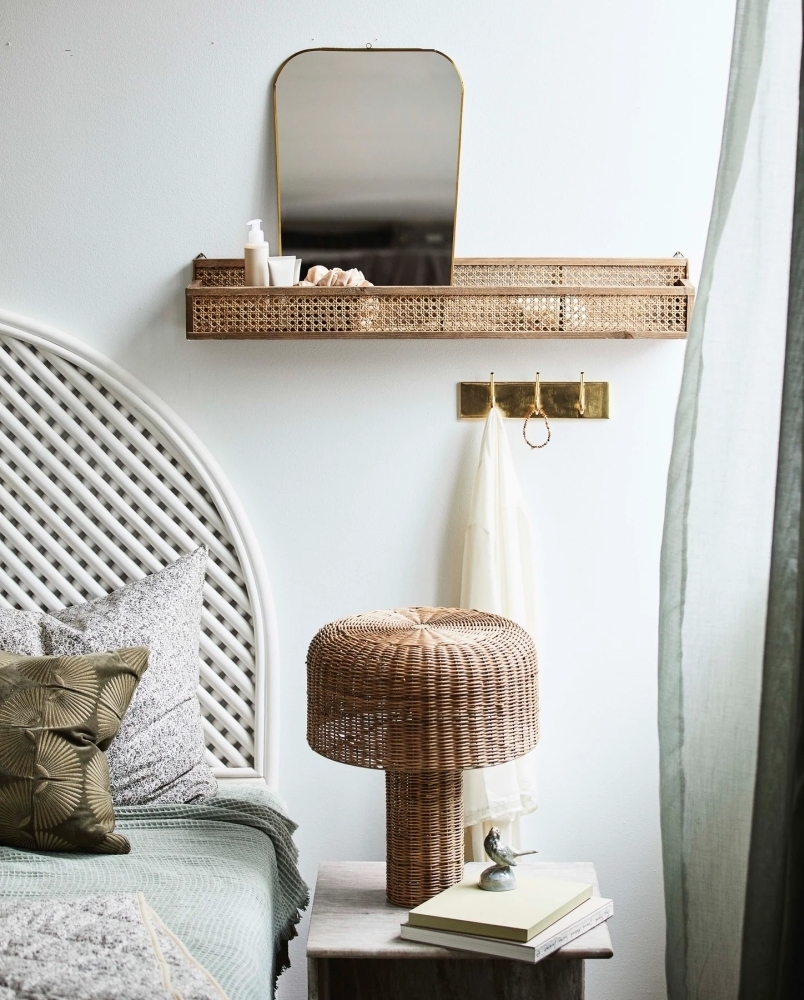 Product photograph of Nordal Shelfi Rattan Large Wall Shelf from Choice Furniture Superstore.