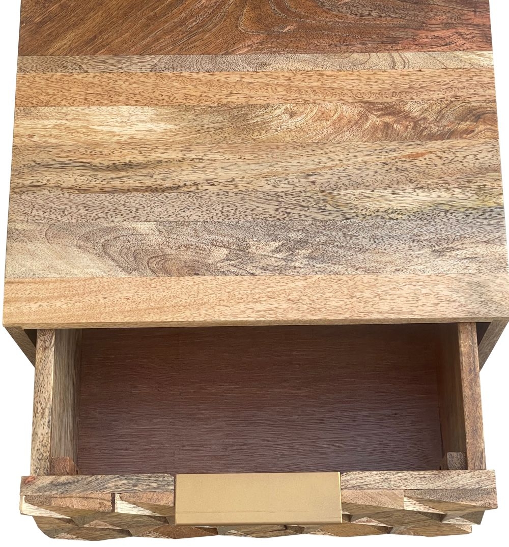 Product photograph of Siana Mango Wood 2 Drawer Bedside Cabinet from Choice Furniture Superstore.