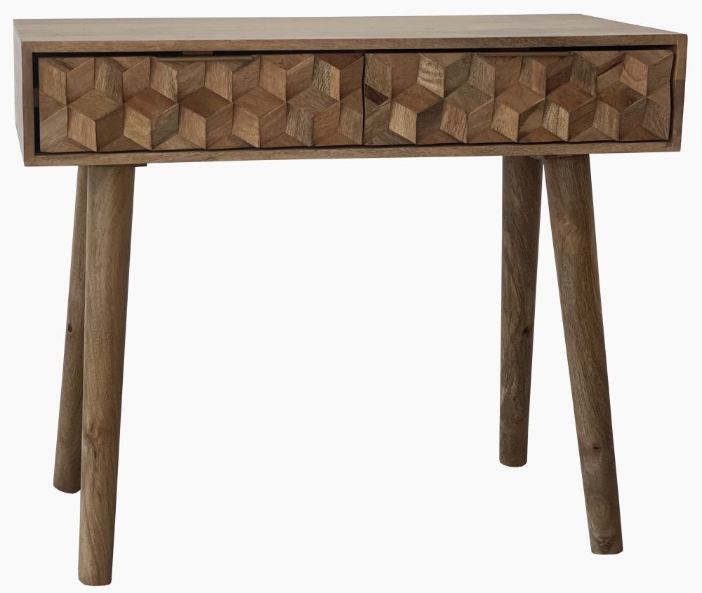Product photograph of Siana Mango Wood 2 Drawer Console Table from Choice Furniture Superstore.