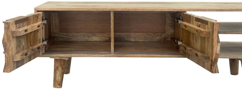 Product photograph of Siana Carved Mango Wood 118cm Tv Unit from Choice Furniture Superstore.