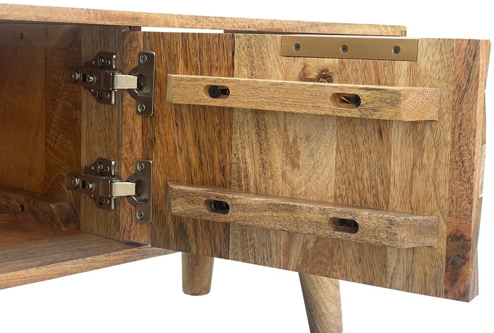 Product photograph of Siana Carved Mango Wood 118cm Tv Unit from Choice Furniture Superstore.