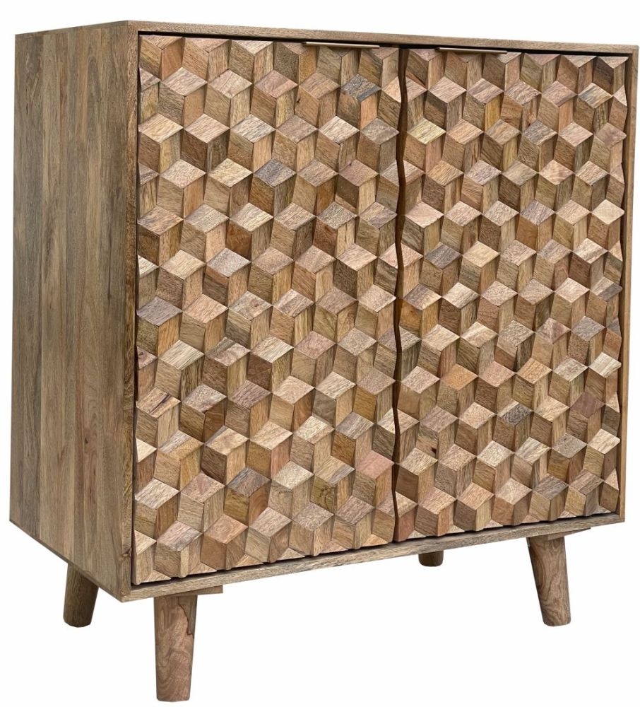 Product photograph of Jaipur Geometric Mango Wood Compact Bar Cabinet With 2 Door from Choice Furniture Superstore.