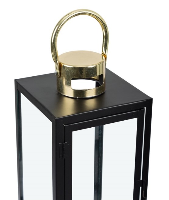 Product photograph of Black And Gold Set Of 3 Steel Lanterns from Choice Furniture Superstore.