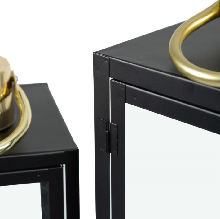 Product photograph of Black And Gold Set Of 3 Steel Lanterns from Choice Furniture Superstore.