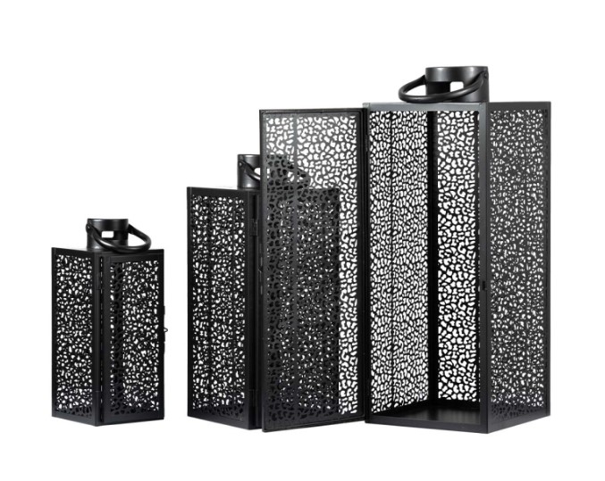 Product photograph of Esme Contemporary Black Steel 3 Lanterns Set Of 2 from Choice Furniture Superstore.