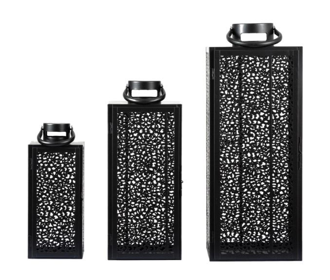 Product photograph of Esme Contemporary Black Steel 3 Lanterns Set Of 2 from Choice Furniture Superstore.
