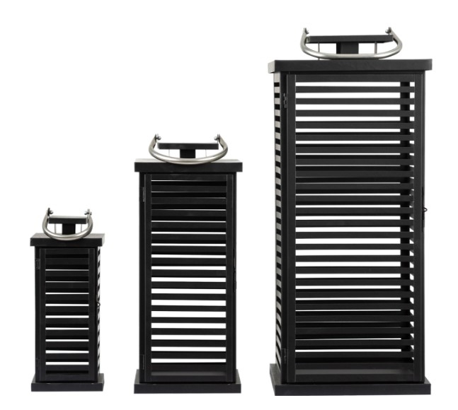 Product photograph of Black Hollow Steel Set Of 3 Lanterns from Choice Furniture Superstore.