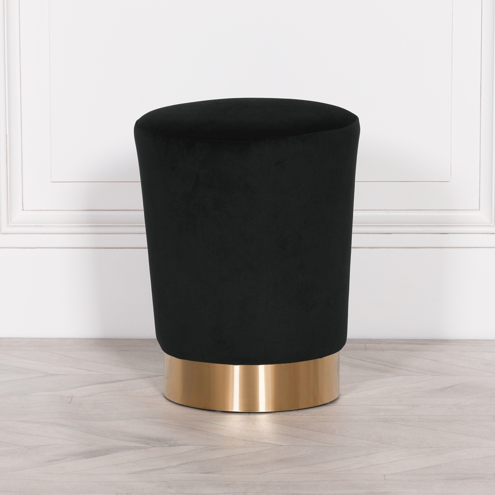 Product photograph of Black Velvet Round Stool from Choice Furniture Superstore.