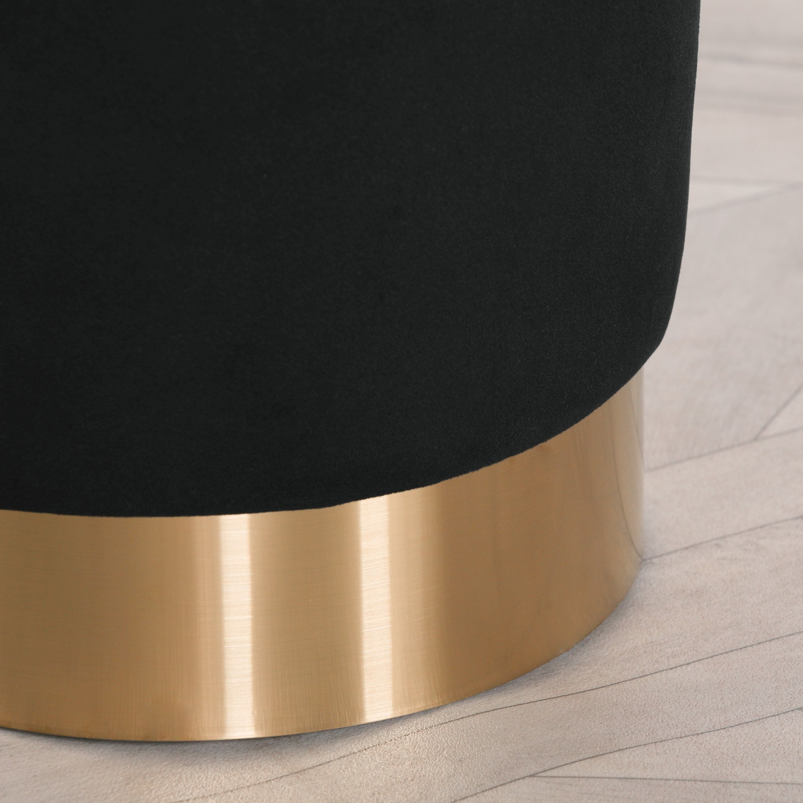 Product photograph of Black Velvet Round Stool from Choice Furniture Superstore.