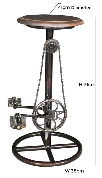 Product photograph of Malpe Industrial Cycle Pedal Round Barstool from Choice Furniture Superstore.