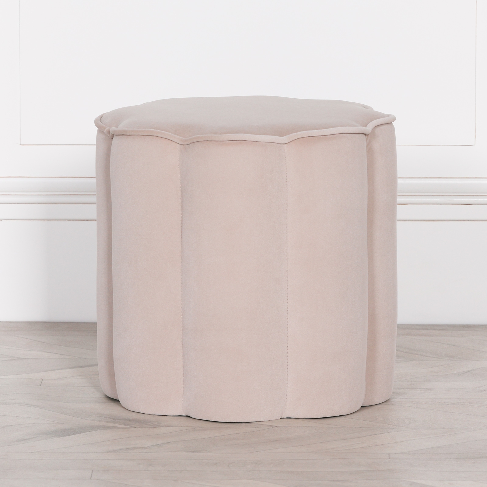 Product photograph of Natural Velvet Round Stool from Choice Furniture Superstore.