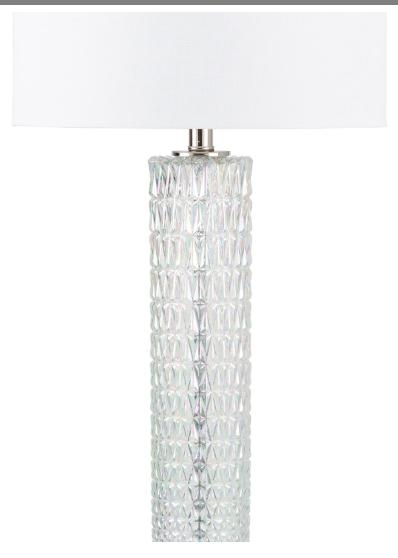 Product photograph of White Clear Glass Table Lamp from Choice Furniture Superstore.