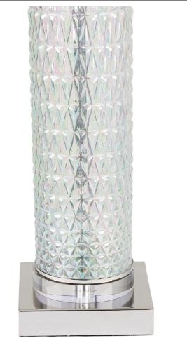 Product photograph of White Clear Glass Table Lamp from Choice Furniture Superstore.