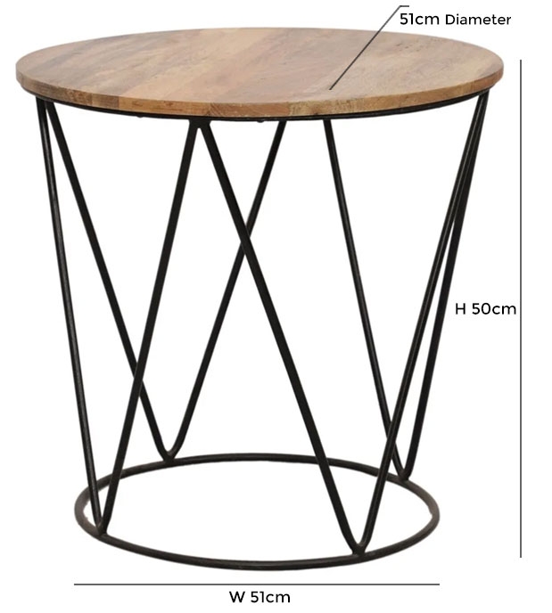 Product photograph of Hampi Mango Wood And Iron Side Table Large from Choice Furniture Superstore.