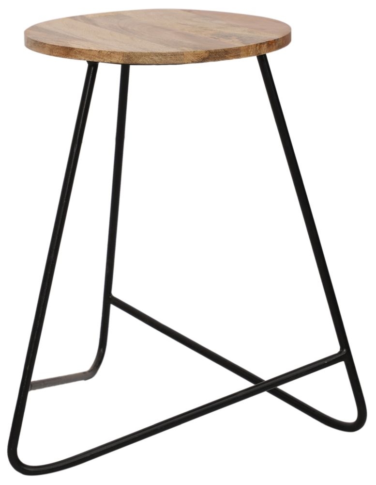 Product photograph of Jaipur Ravi Mango Wood And Iron Stool - 38cm X 51 from Choice Furniture Superstore.