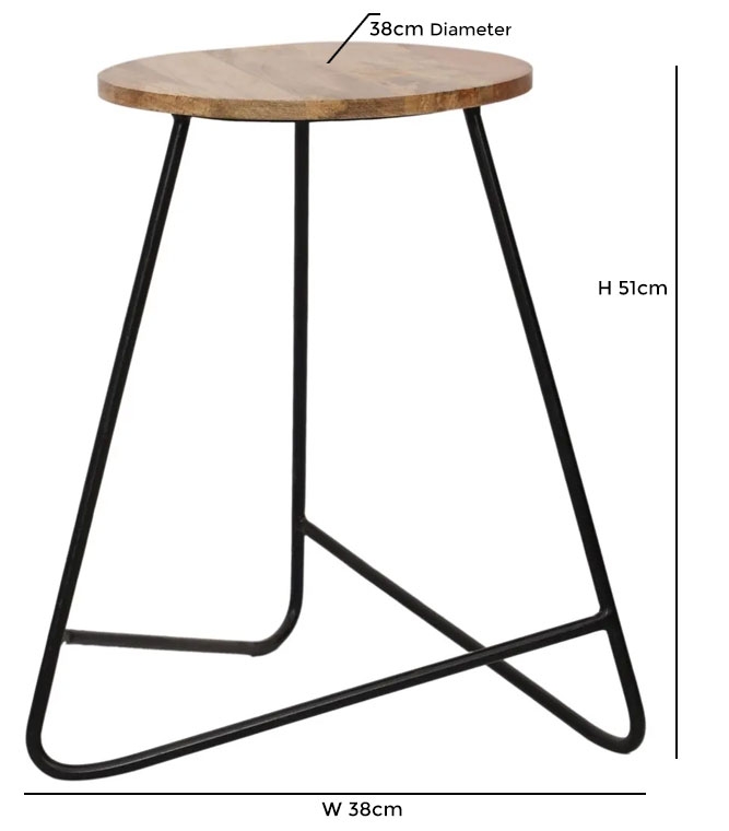 Product photograph of Jaipur Ravi Mango Wood And Iron Stool - 38cm X 51 from Choice Furniture Superstore.