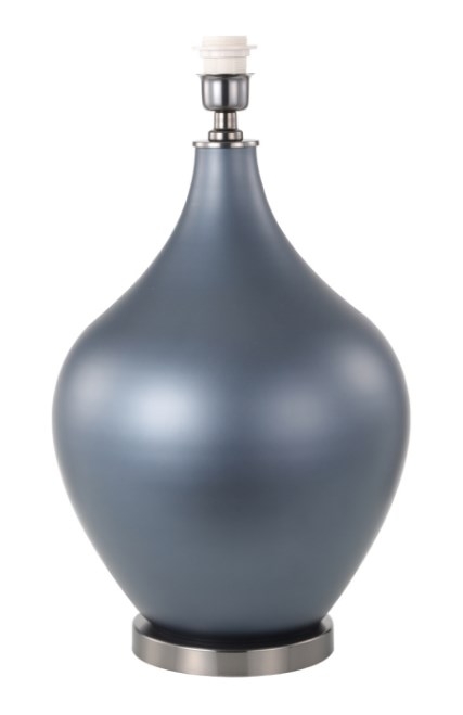 Product photograph of Matte Blue Glass Table Lamp With Blue Velvet Shade from Choice Furniture Superstore.