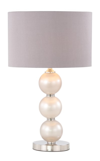 Product photograph of Small Opal Grey Glass Table Lamp With Grey Faux Silk Shade from Choice Furniture Superstore.